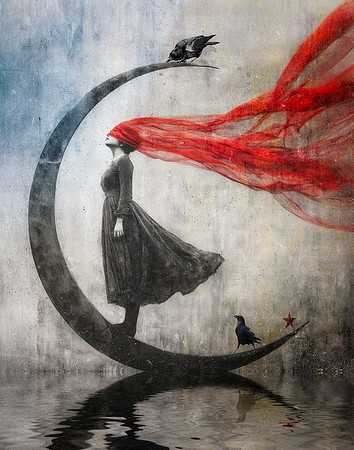 Midnight Feathers and Crimson Veil